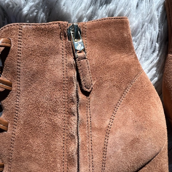 NWOT • Sam Edelman Chestnut Tie Up Peep Toe Chunky Heel - Picture 5 of 16